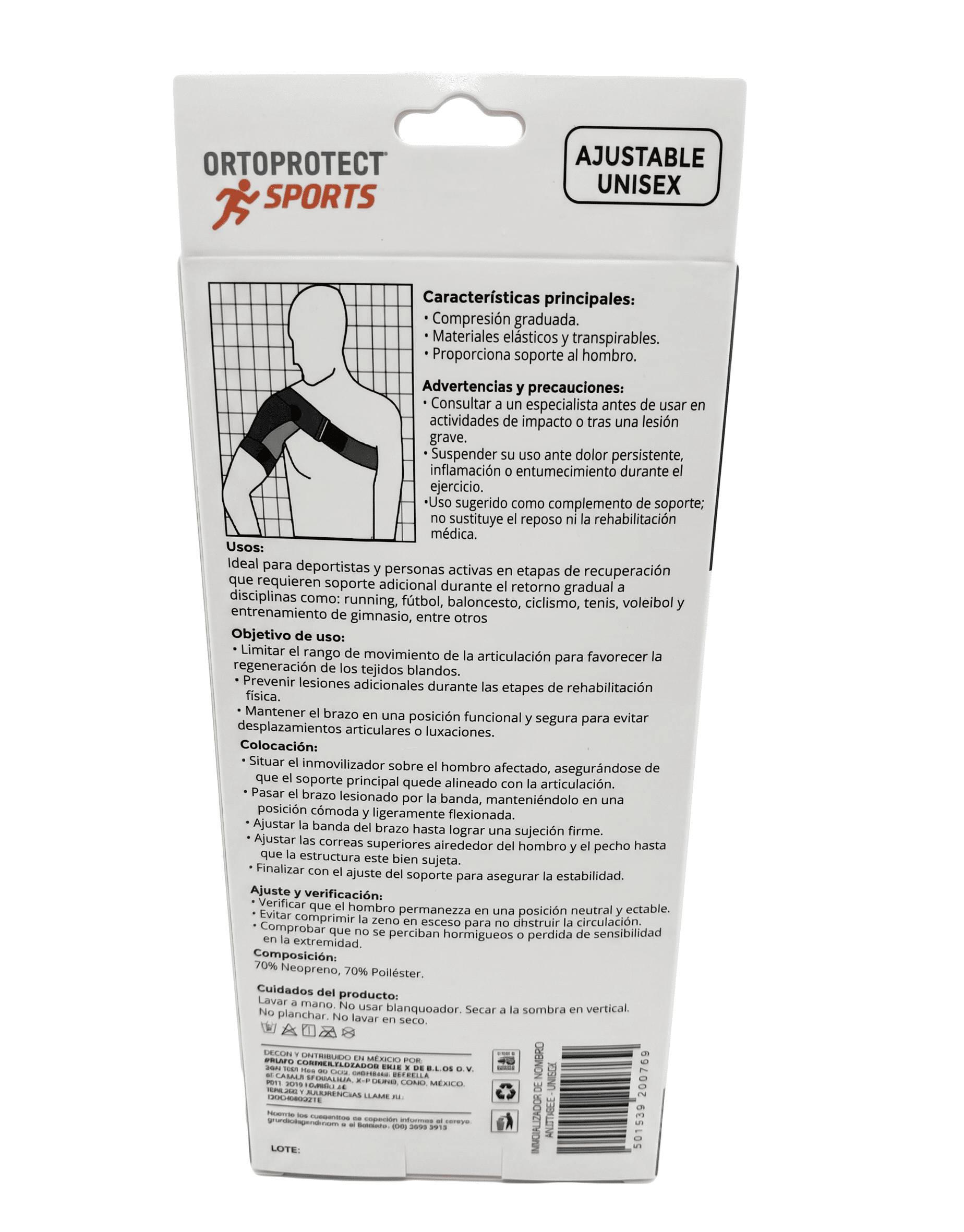 Inmovilizador de Hombro Ajustable  trasera