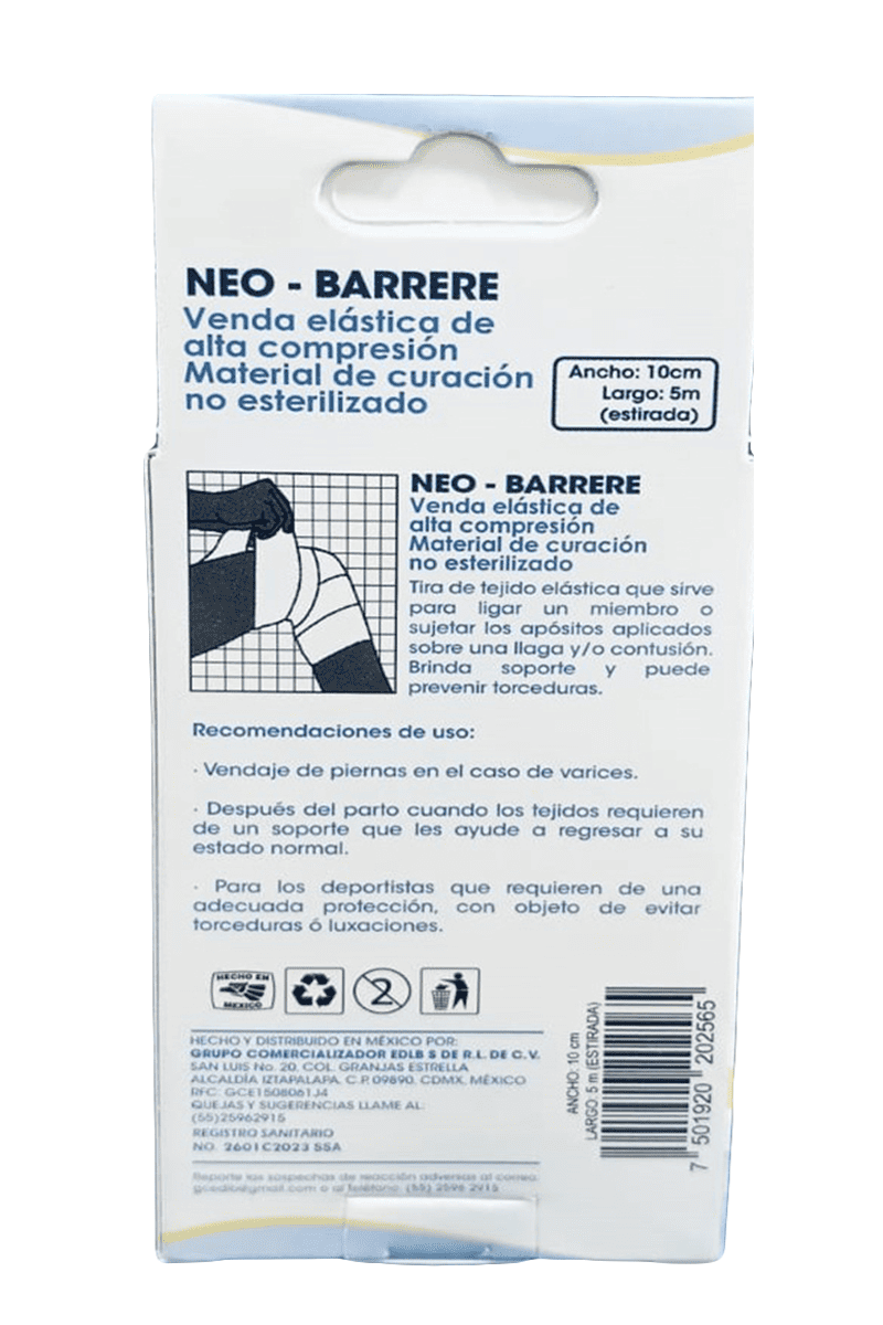 Venda Elástica Barrere 10x5cm trasera